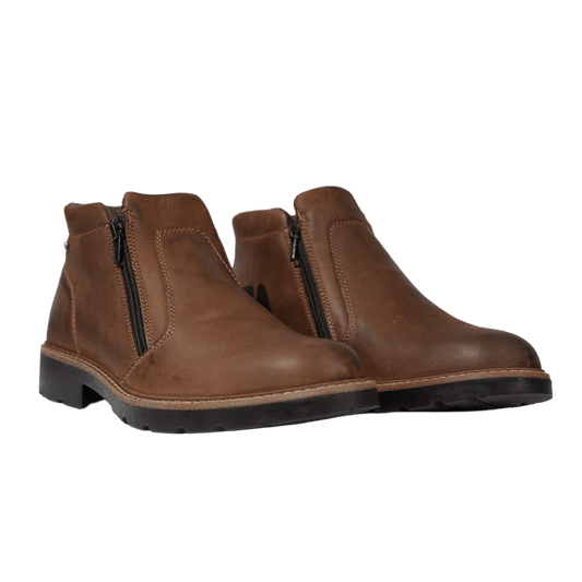Bottines Lapo en cuir marron, élégantes et confortables, conçues en Italie avec une finition imperméable.