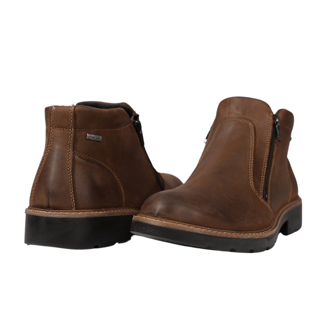 Bottines Lapo en cuir marron, élégantes et confortables, conçues en Italie, avec une finition imperméable.